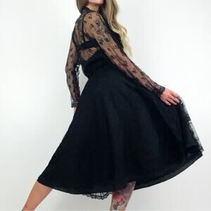 Vintage Albert Capraro Lace Overlay Dress in Black | Size S